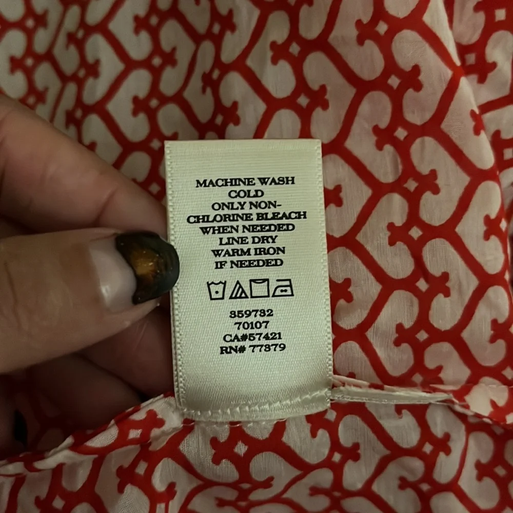 Ann Taylor Red and White Button Down Shirt - Picture 6 of 6